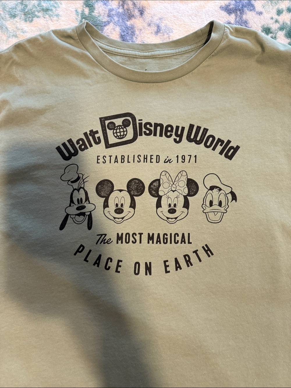Disney Sage Green Kids Short Sleeve Tee with Classic Mickey Crew